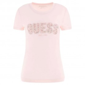 тениска,дамски,тениски,guess,cn,logo,lace,short,sleeve,t,shirt,pink,(low,key,pink)