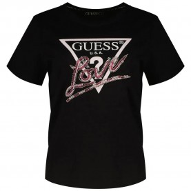 тениска,дамски,тениски,guess,cn,love,triangle,short,sleeve,t,shirt,black