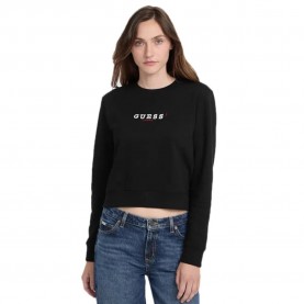 блуза,дамски,блузи,guess,jeans,gj,crop,cn,3d,emb,sweatshirt,black,(jet,black,a996)