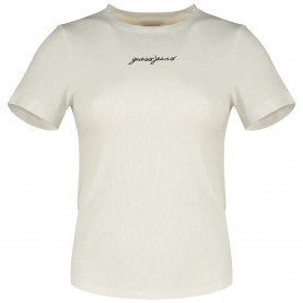 тениска,дамски,тениски,guess,jeans,gj,sl,cn,embro,slim,rib,short,sleeve,t,shirt,beige,(pure,white)