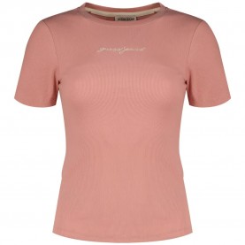тениска,дамски,тениски,guess,jeans,gj,sl,cn,embro,slim,rib,short,sleeve,t,shirt,slight,pink,(pink)