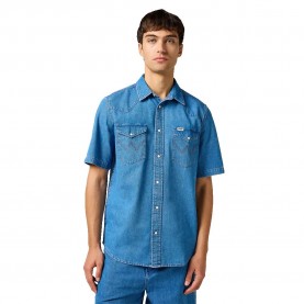 риза,с,къс,ръкав,мъжки,ризи,wrangler,western,short,sleeve,shirt,blue,(mid,wash)