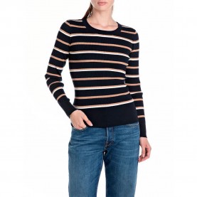 блуза,дамски,пуловери,дамски,плетени,дрехи,replay,dk3858.000.g23778,sweater,blue,tan,butter,white,(blue)