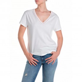 тениска,дамски,тениски,replay,w3084e.000.22662,short,sleeve,v,neck,t,shirt,white