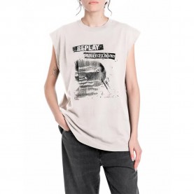 тениска,дамски,тениски,replay,w3409a.000.2660,sleeveless,t,shirt,butter,white,(white)