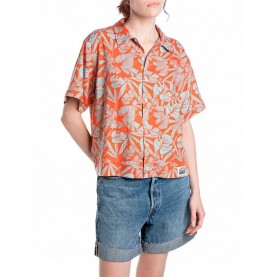 риза,с,къс,ръкав,дамски,блузи,дамски,ризи,replay,w2173.000.75014,short,sleeve,shirt,brick,water,(orange)