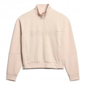 блуза,дамски,блузи,superdry,active,tech,logo,relaxed,half,zip,sweatshirt,off,grey