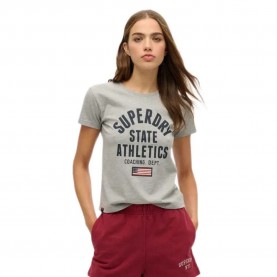 Тениска Superdry Ath Graphic Fitted short sleeve T-shirt - Grey (Grey Marl) тениска,дамски,тениски,superdry,ath,graphic,fitted,short,sleeve,t,shirt,grey,(grey,marl)