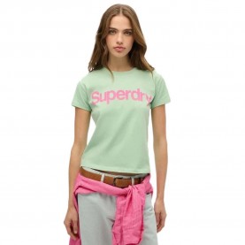 тениска,дамски,тениски,superdry,core,logo,city,fitted,short,sleeve,t,shirt,hemlock,green,(green)