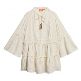 рокля,дамски,поли,и,рокли,superdry,ibiza,tiered,long,sleeve,short,dress,beige