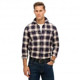 карирана,риза,мъжки,ризи,superdry,merchant,linen,check,long,sleeve,shirt,grey