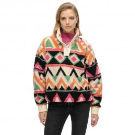 блуза,дамски,блузи,superdry,super,soft,printed,henley,sweatshirt,cream,terry,print,(multicolor)