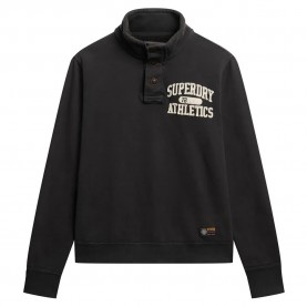 блуза,мъжки,пуловери,superdry,vintage,athletic,half,button,sweatshirt,washed,black,(black)