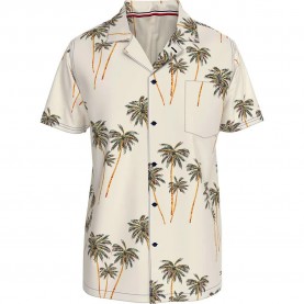 риза,с,къс,ръкав,мъжки,ризи,tommy,hilfiger,bowling,short,sleeve,shirt,beige,(ivory,silk,palm,tree)