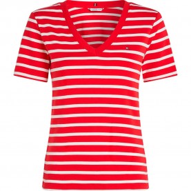 тениска,дамски,тениски,tommy,hilfiger,slim,cody,short,sleeve,v,neck,t,shirt,red