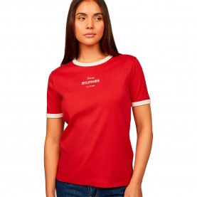 тениска,дамски,тениски,tommy,hilfiger,monotype,stripe,regular,fit,short,sleeve,t,shirt,red