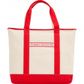 пазарска,чанта,всички,чанти,tommy,hilfiger,summer,canvas,shopper,bag,beige,(primary,red)