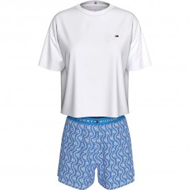 пижама,дамски,пижами,tommy,hilfiger,uw0uw05760,short,sleeve,pyjama,white,flower,blue,(white,blue)