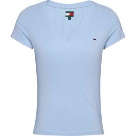 тениска,дамски,тениски,tommy,jeans,dw0dw20458,slim,fit,short,sleeve,v,neck,t,shirt,blue,(sweet,blue)
