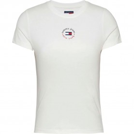 тениска,дамски,тениски,tommy,jeans,essential,logo,2,slim,fit,short,sleeve,t,shirt,ecru,(white)