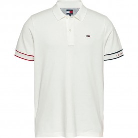 дънки,мъжки,блузи,с,яка,tommy,jeans,flag,cuff,slim,fit,short,sleeve,polo,beige,(ecru)