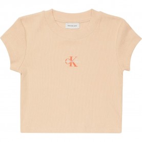 бебешка,тениска,дамски,тениски,calvin,klein,jeans,monogram,baby,short,sleeve,t,shirt,beige