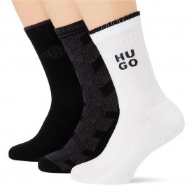 чорапи,мъжки,чорапи,hugo,qs,rib,geo,01,socks,3,pairs,white,black,(black)