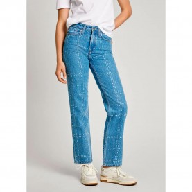 дамски,панталони,pepe,jeans,glitter,straight,fit,high,waist,jeans,blue