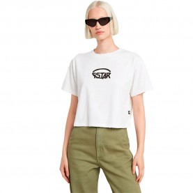 тениска,дамски,тениски,g,star,cropped,logo,relaxed,short,sleeve,t,shirt,white,(white)