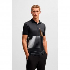 BOSS Paddy Striped C1 10270355 GREEN short sleeve polo - Black (Black) дамски,блузи,с,яка,мъжки,блузи,с,яка,boss,paddy,striped,c1,10270355,green,short,sleeve,polo,black,(black)