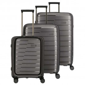 куфари,travelite,air,base,4w,l,m,s,frontpocket,trolley,bag,grey,(anthracite,metallic)