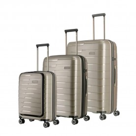 куфари,travelite,air,base,4w,l,m,s,frontpocket,trolley,bag,champagner,metallic,(silver)