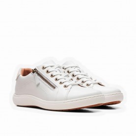 обувки,дамски,маратонки,clarks,shoes,nalle,lace,trainers,white,leather,(white)