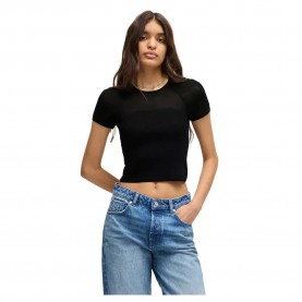 блуза,дамски,пуловери,дамски,плетени,дрехи,hugo,slevetta,10270371,short,sleeve,sweater,black
