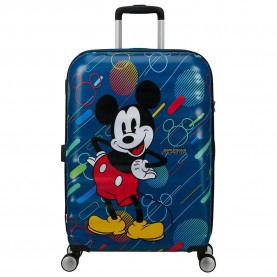 куфари,american,tourister,wavebreaker,disney,spinner,67,24,tsa,64l,trolley,bag,blue,(mickey,future,pop)