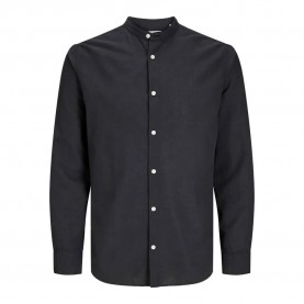 риза,с,дълъг,ръкав,мъжки,ризи,jack,&,jones,breeze,linen,blend,band,long,sleeve,shirt,black