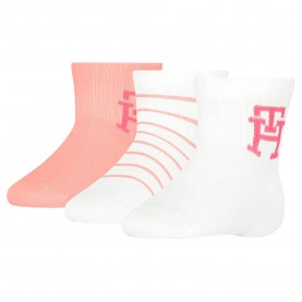 бебешки,чорапи,детски,чорапи,tommy,hilfiger,baby,giftbox,monogram,crew,socks,3,pairs,white,pink,(pink)