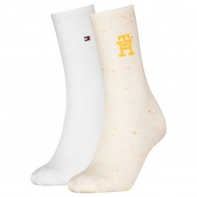 чорапи,дамски,чорапи,tommy,hilfiger,monogram,nappy,socks,2,pairs,yellow,(yellow,white)