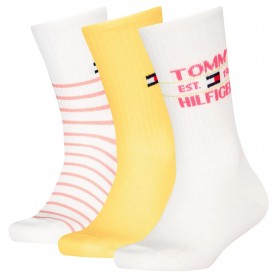чорапи,детски,чорапи,tommy,hilfiger,sport,breton,crew,socks,3,pairs,yellow,(yellow,white)