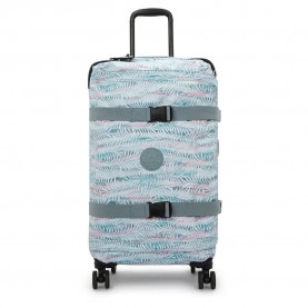 куфари,kipling,spontaneous,m,71l,trolley,bag,palmtree,leaves,(blue)