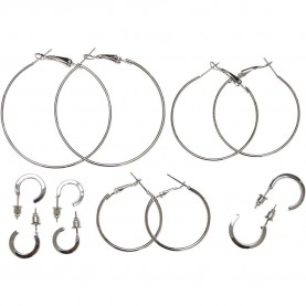 бижутерия,urban,classics,basic,hoop,earrings,6,pairs,silver
