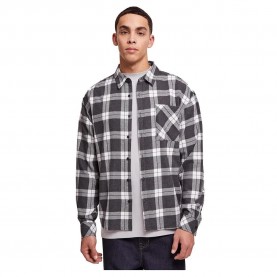 Карирана риза Urban classics Boxy Dark Checked long sleeve shirt - Grey (Grey / White) карирана,риза,мъжки,ризи,urban,classics,boxy,dark,checked,long,sleeve,shirt,grey,(grey,white)