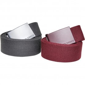 Колан Urban classics Colored Buckle Canvas belt 2 units - Red / Grey (Bordeaux / Charcoal) колан,колани,urban,classics,colored,buckle,canvas,belt,2,units,red,grey,(bordeaux,charcoal)