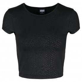 Тениска Urban classics Stretch Pattern Cropped short sleeve T-shirt - Black (Black / Black Snake) тениска,мъжки,тениски,дамски,тениски,urban,classics,stretch,pattern,cropped,short,sleeve,t,shirt,black,(black,black,snake)
