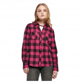 карирана,риза,дамски,блузи,дамски,ризи,urban,classics,turnup,checked,flanell,long,sleeve,shirt,wild,violet,black,(pink)