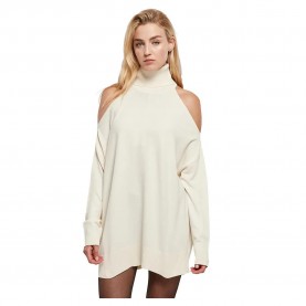 блуза,дамски,пуловери,дамски,плетени,дрехи,urban,classics,cold,shoulder,high,neck,sweater,white,sand,(white)