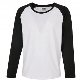 Тениска Urban classics Contrast Raglan long sleeve T-shirt - White (White / Black) тениска,мъжки,тениски,дамски,тениски,urban,classics,contrast,raglan,long,sleeve,t,shirt,white,(white,black)