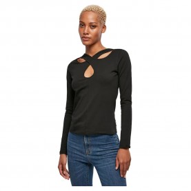 тениска,дамски,тениски,urban,classics,crossed,cut,out,long,sleeve,t,shirt,black