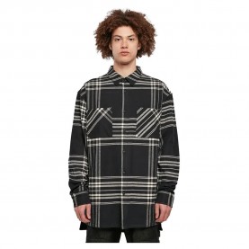 карирана,риза,мъжки,ризи,urban,classics,long,oversized,checked,summit,long,sleeve,shirt,black,(black)