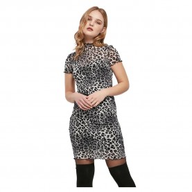рокля,дамски,поли,и,рокли,urban,classics,mesh,double,layer,short,sleeve,dress,snow,leo,(black)